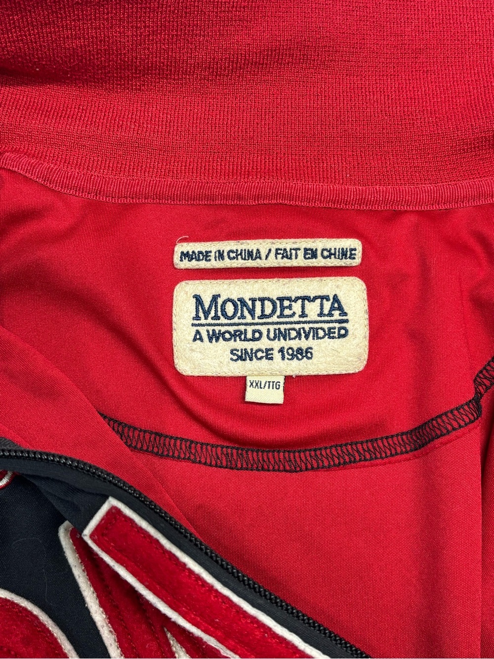Vintage Mondetta Canada Men's Full-Zip Track Varsity Jacket Black Red Sz XXL 409 - Picture 3 of 6